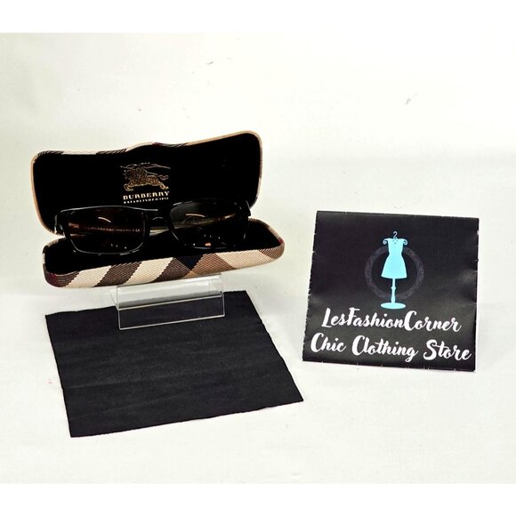 Burberry Women's Tortoiseshell Square Frames With Plaid Case 129 - Picture 3 of 14